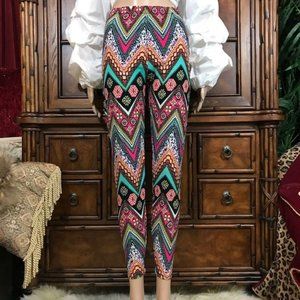 NWOT Conceited Premium High Waist Multi Pink Chevron Legging